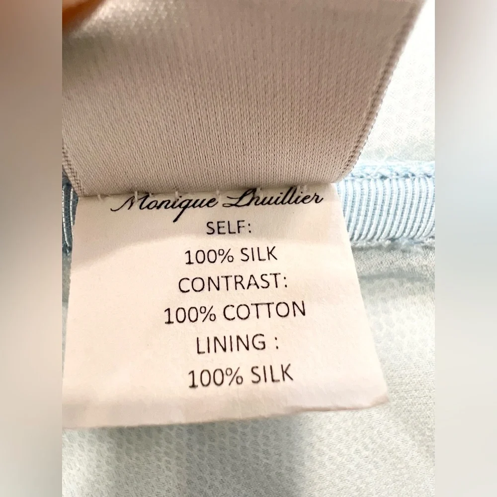 Monique Lhuillier Collection Draped Off-The-Shoulder Silk Gown Blue Maxi Dress - Picture 13 of 15